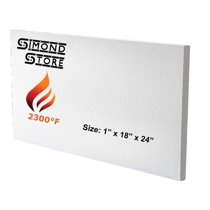 SIMOND STORE Ceramic Fiber Insulation Board - 2300F - 1" x 18" x 24" - Ceramic Thermal Insulation Board for Wood Stoves Fireplaces Furnaces Forges Kilns Boilers Pizza Ovens - Pack of 1 - Image 1